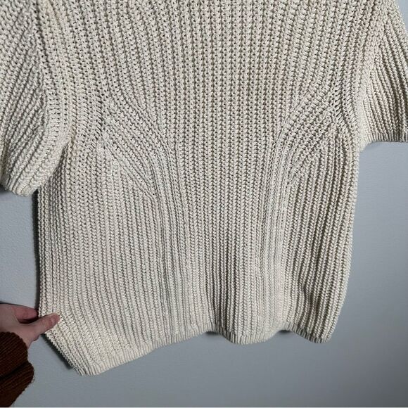 Banana Republic Chunky Knit Cream Short Sleeve Sweater Size Small Minimalist - Picture 6 of 13